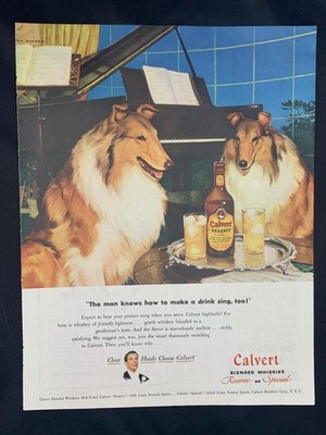 Magazine Ad* - 1947 - Calvert Whiskey - Collies