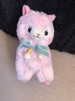 Amuse Alpaca Light Pink BABY ALPACASSO w Bow 6  Soft Plush Stuffed Toy