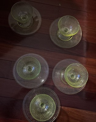 L.E. Smith By Cracky Clear Flat Rim Low Sherbet Glass  Under Plates And 6 X Lot