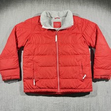 L.L. Bean Jacket Youth Large 14-16 Red Quilted Puffer Sherpa Lined Winter Coat