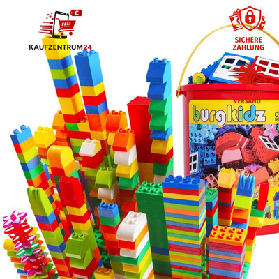 Bauklötze Set 214 Teile im Eimer für Kinder Lernspielzeug bunt