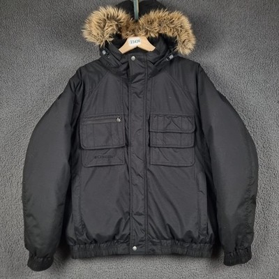 Columbia Jacke Herren L Large schwarz Daunen wasserdicht Bomber Parka mehrere Taschen