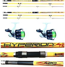 Kit 2 Canne Surfcasting Hyperion 4.20Mt 200Gr Mulinelli Pesca Mare 3 Pezzi