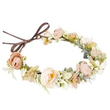Fairy Flower Crown Headbands, Bohemian Rose Floral Headpiece Champagne