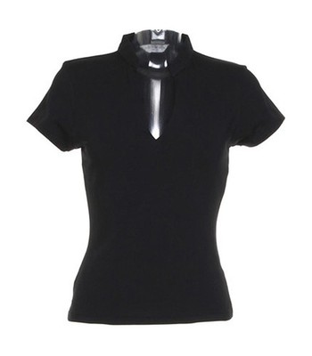 Kustom Kit Damen Shirt Top Stehkragen V-Ausschnitt T-Shirt S M L XL