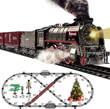 Train Set for Kids, Electric Train Toys with Realistic Light Sounds Smoke, Chris
