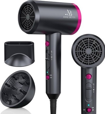 Hair Dryer with Diffuser for Curly Hair, 1800W Ionic Blow Dryer for Women
