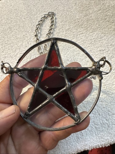 Stained Glass Pentagram Circle Sacred Geometry Suncatcher ( Read Description ) - Picture 4 of 10