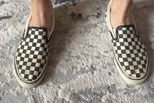 Vintage 80s Vans Checkered Slip On Made In USA Dog Town Grunge Men's 11
