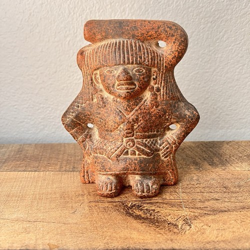 Vtg Pottery Aztec Mayan Terracotta Clay Figure Statue Mexican Folk Art 6"