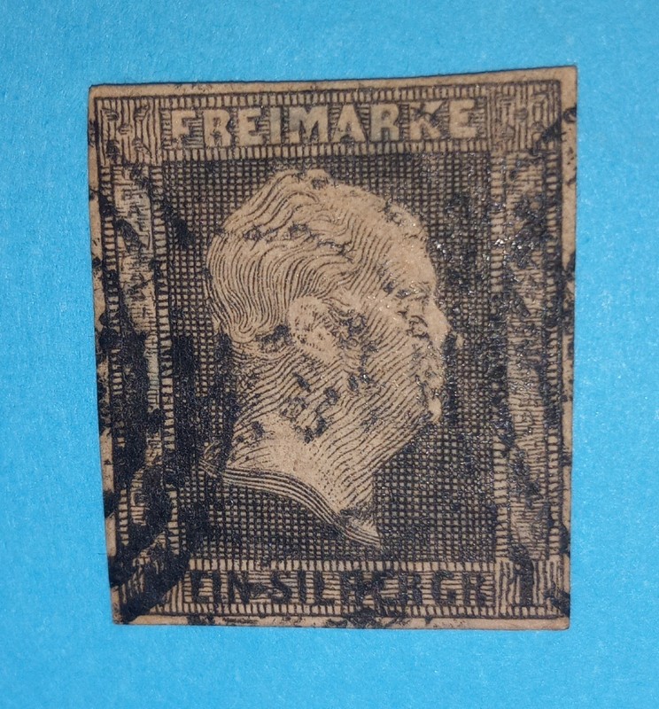 + 1850 Prussia German States King William IV Imperf.postage #3 A2 1sg used