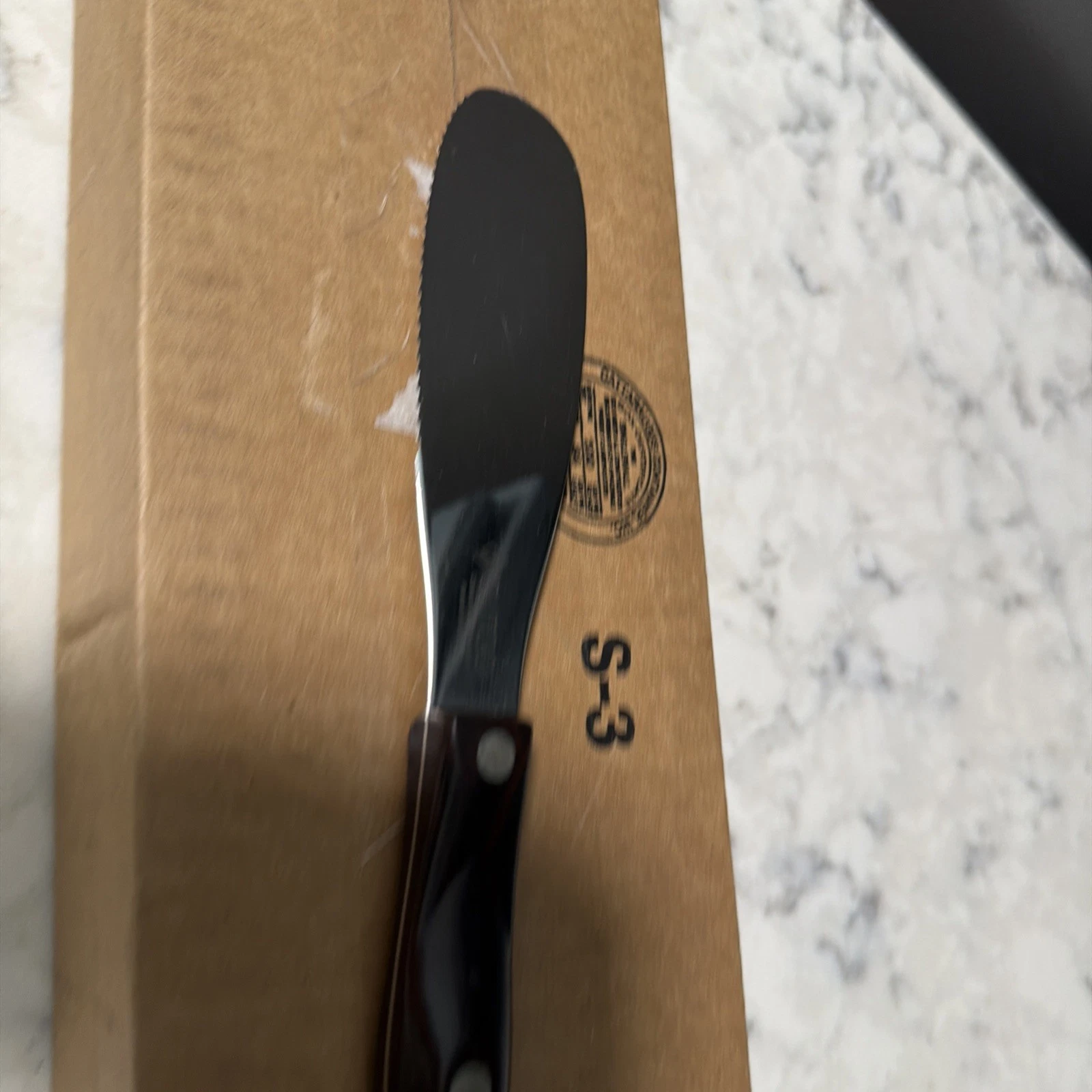CUTCO 1768 KH Spatula Spreader Serrated Knife Made in USA Classic Brown Handle