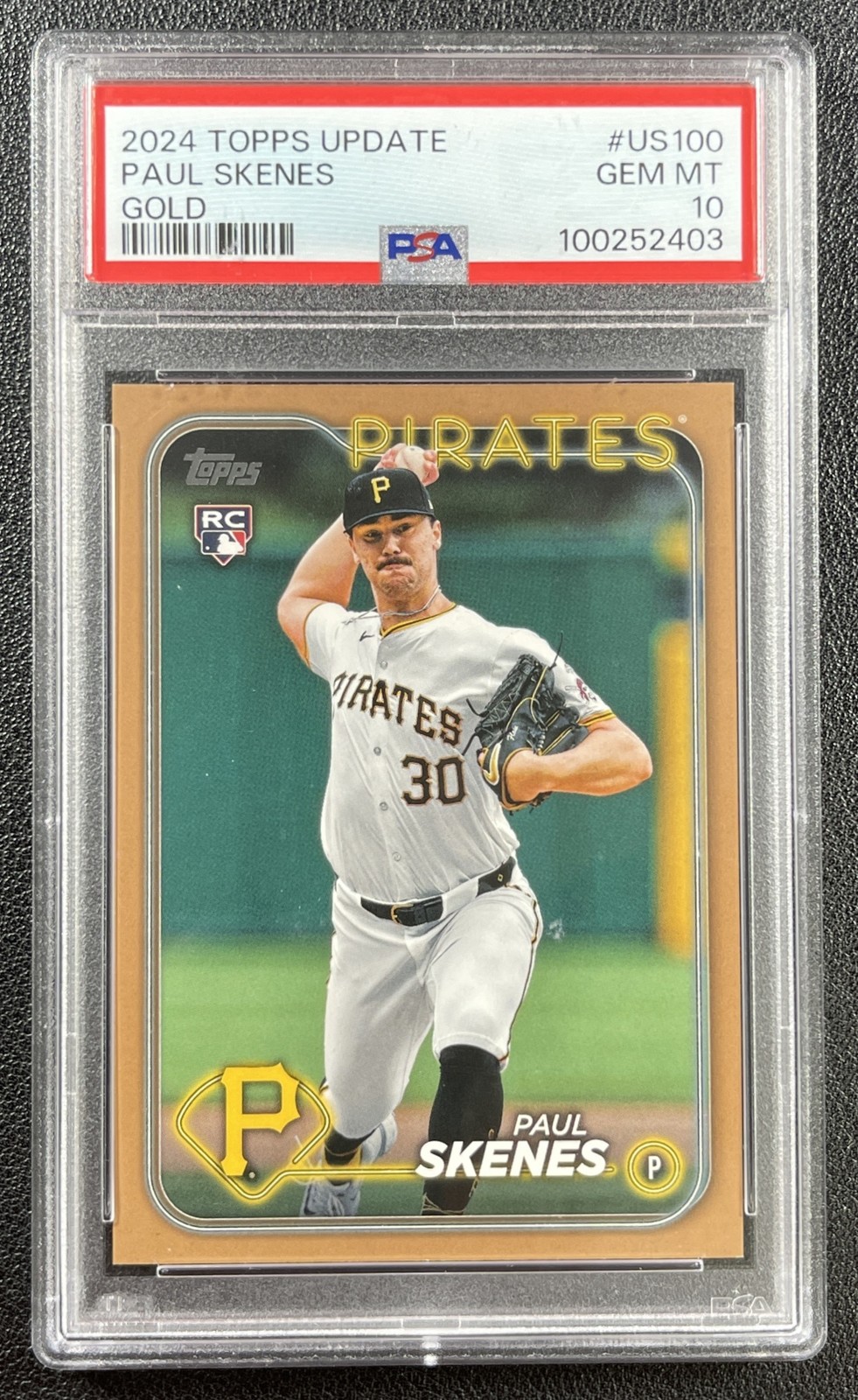 PAUL SKENES PSA 10 2024 TOPPS UPDATE #US100 ROOKIE GOLD RC 1109/2024 PIRATES
