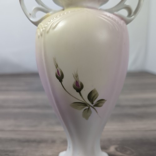 Burton & Burton Rose Vase With Handles 8.5" Tall Vintage Floral Home Decor - Picture 5 of 14