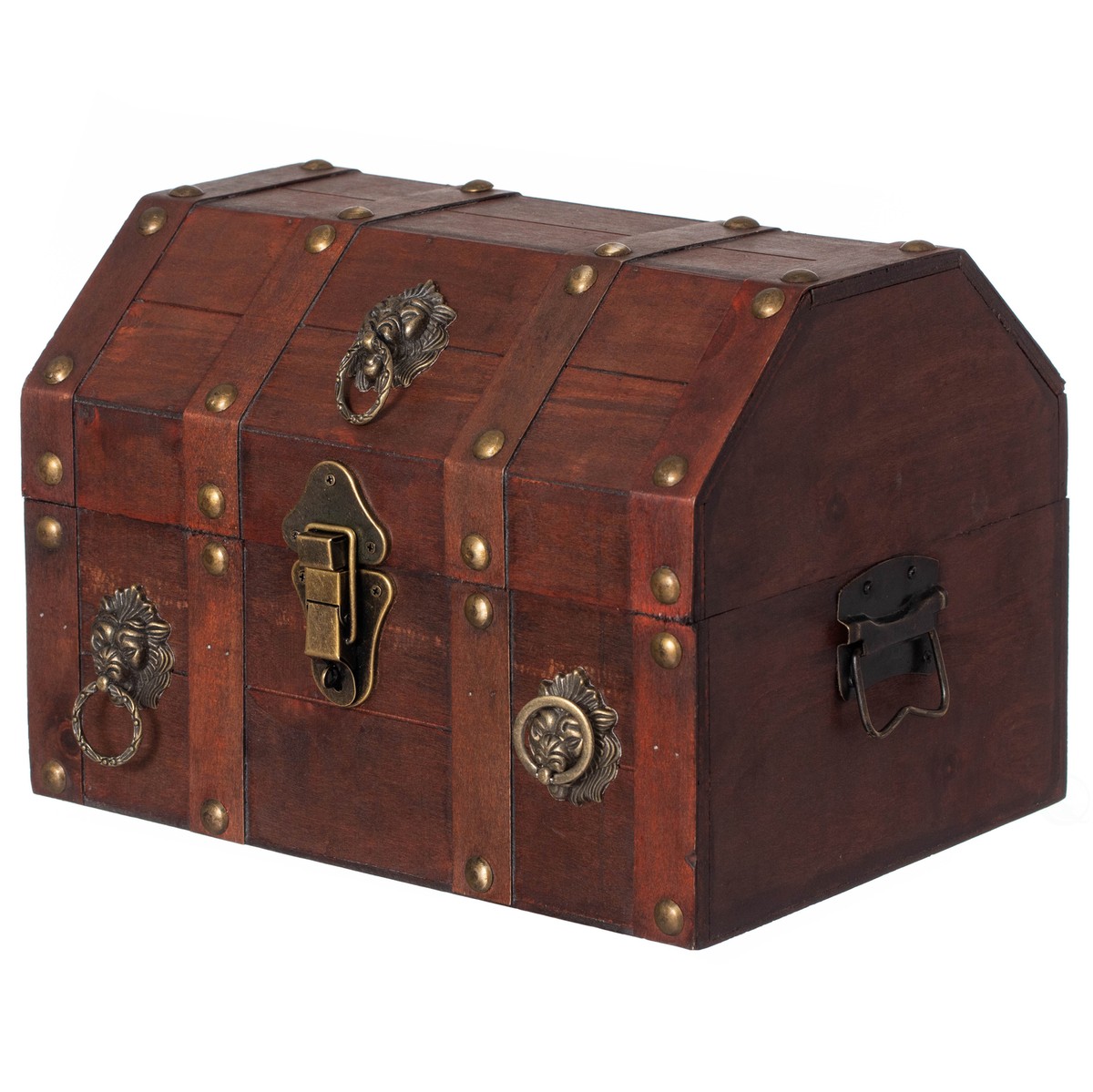 Handmade Pirate Treasure Chest with Latch, Vintage Wooden Storage