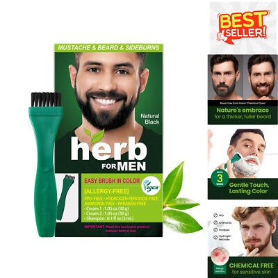 Herb for Men Nature Black Beard & Mustache Dye - Allergy Care for Sensitive Skin