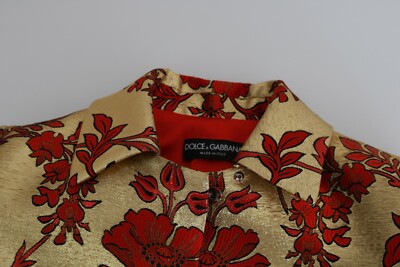 DOLCE & GABBANA Jacket Coat Red Gold Floral Brocade Cape IT40