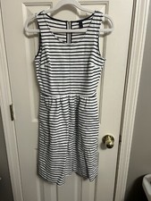 J. Crew Daybreak Black & White Striped Fit & Flare Sleeveless Zip Dress Size 00