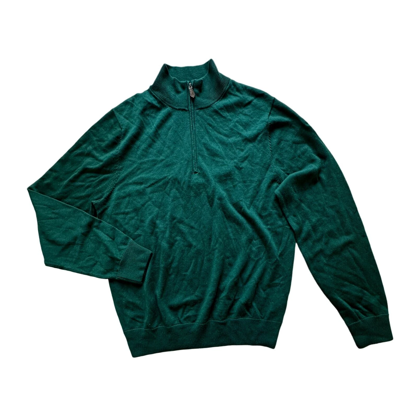 Brooks Brothers Saxxon Wool Green 1/4 zipper pull over Sweater men size M