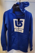 Burton Snowboards Ski Zip Up Hoodie Jacket Blue Logo Fleece Lined Men's Small S