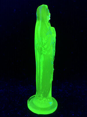 Buy Green Vaseline Uranium Glass Madonna Doll Woman Catholic Praying Mary Glow Jesus