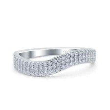 Half Eternity Pave Curved Wedding Thumb Ring Round CZ 925 Sterling Silver 7mm
