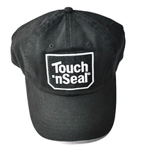 Touch n Seal Hat Black Strapback Adult Adjustable Embroidered Logo