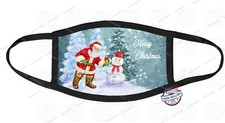 Personalized FACE MASK COVER Reusable - Winter Wonderland Santa and Snowman