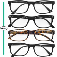 Reading Glasses for Men and Women 4 Pairs Eyeglasses Unisex Frame Stylish Reader