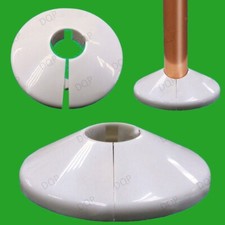 100x White Plastic Radiator Pipe Collars for 15mm Pipes Easy Fit Flooring Covers