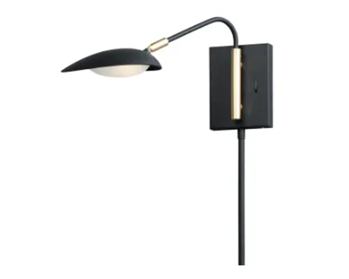 Maxim Lighting Scan Single 1-Light Black Plug-In Adjustable Arm Tall Wall Sconce - Picture 1 of 3