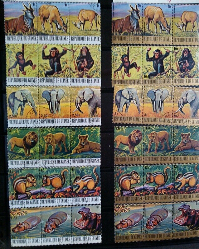 Republique De Guinea Endangered Animals 12 Strips of 3 Sc#752-7 C137-42 Mint CTO
