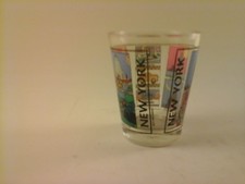 Vtg Souvenir SHOT GLASS - NEW YORK - 11 Small Scenes of New York City