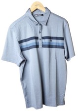 Travis Mathew Polo Shirt Grey Polyester Striped Mens Size Large New With Tags