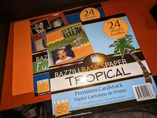 Lot of 53 Sheets Bazzill Basics Paper  12"x12" Tropical & Fundamentals 24 Pack +