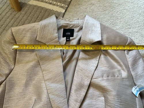 RIver Island Women's Cream Metallic Blazer Jacket Size 16 - Picture 15 of 17