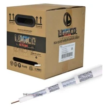 RG6 Quad Shield 18 AWG Satellite TV White 500' Feet ft Coaxial Coax Cable Wire