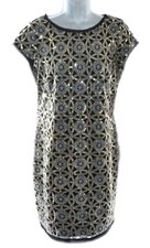 Vince Camuto Women's Gorgeous Sequined Cocktail Party Dress, Black/ Gold, 10