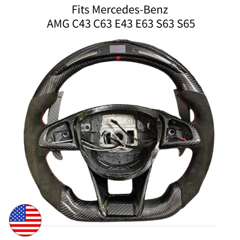 Volante de fibra de carbono real para Mercedes-Benz AMG C300 G63 CLA GT S 2010+ Foto 4 de 4