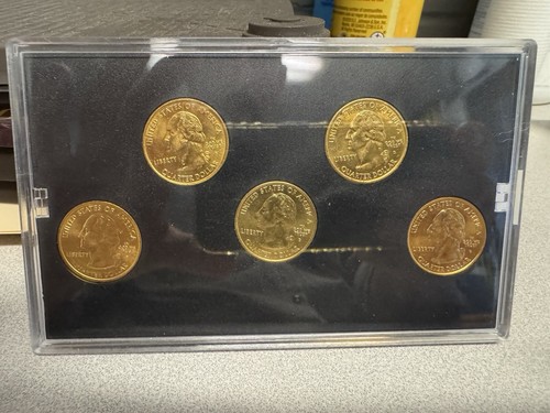 2002 State Quarter Collection - Gold Edition - CSN 5-Coin Gold-Plated - Picture 3 of 3