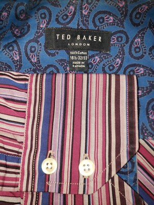 Ted Baker Shirt Mens 16 1/2 32/33 Pink Flip Cuff Ted Baker LONDON Interview GUC