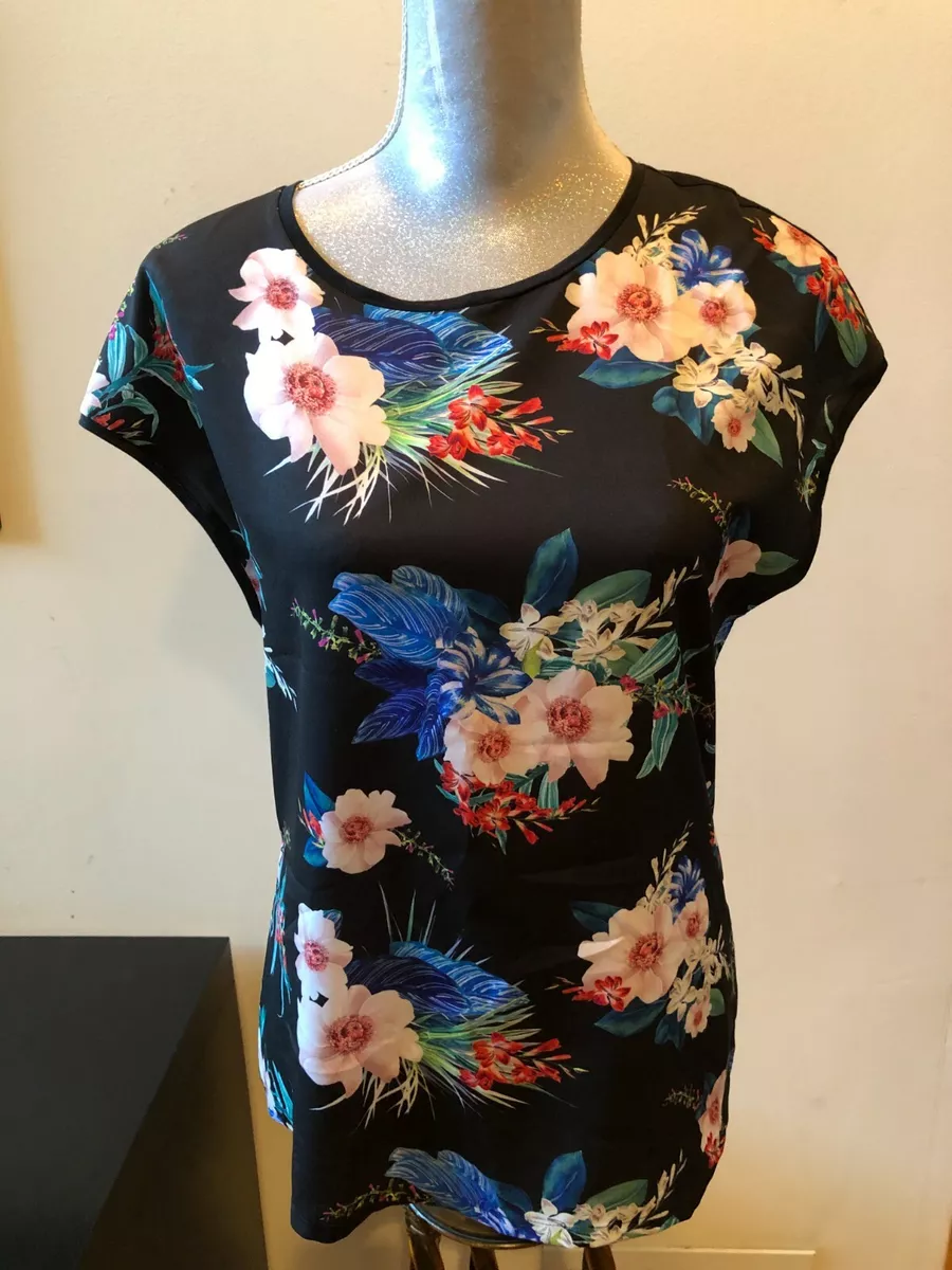 NEW Ted Baker London Sammer Jamboree Woven Front T Shirt Blouse Size 4 6