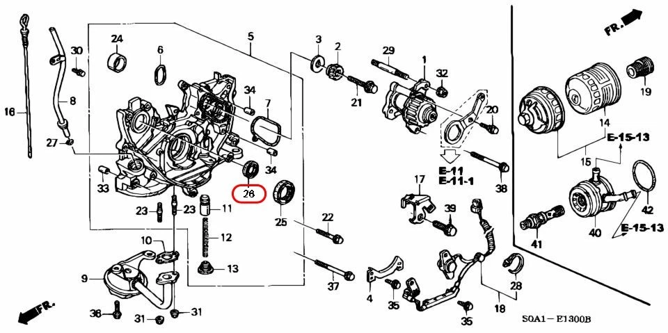 SELLO BOMBA ACEITE EJE EQUILIBRIO HONDA OEM H22A 91233-PT0-003 Para 93-01 PRELUDE Foto 3 de 4