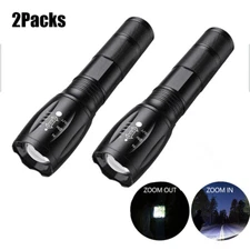 2Packs LED Flashlight Tactical Military 2000 Lumen Super Bright Torch Zoomable
