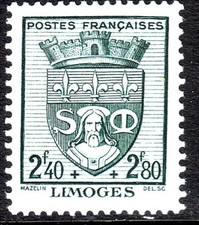 L7595 FRANCE TIMBRE N° Y&T 560 de 1942  "Armoirie Limoges " NEUF*