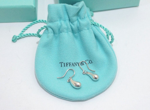 Tiffany & Co. Silver Elsa Peretti Teardrop Dangle Drop Hook Earrings