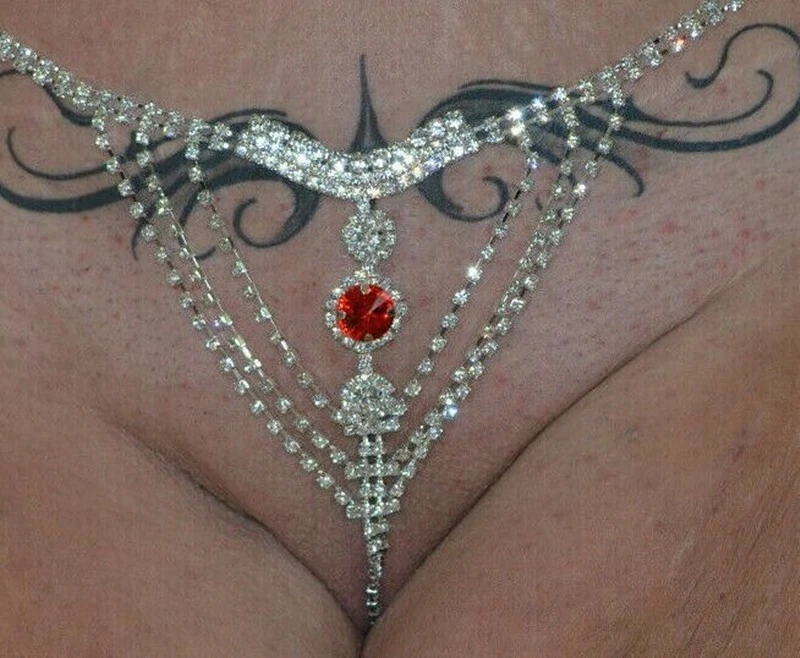 Mini micro slip perizoma c string tanga Thong intimo gioiello lingerie strass, - Image 4 of 4