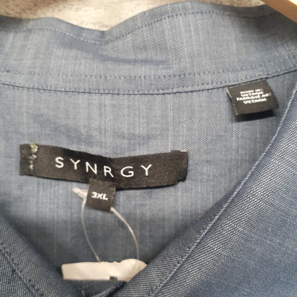Camisa con botones Synrgy para hombre 3XL manga larga informal manga con lengüeta azul cámara Foto 2 de 4