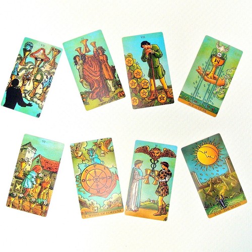 Original size Vintage Borderless 78 Tarot Deck Cards English 12 x 7cm Guidebook - Picture 5 of 15