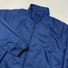 NIKE Jacket Mens 2XL Blue Windbreaker Full Zip Vented Mesh Lined Lightweight